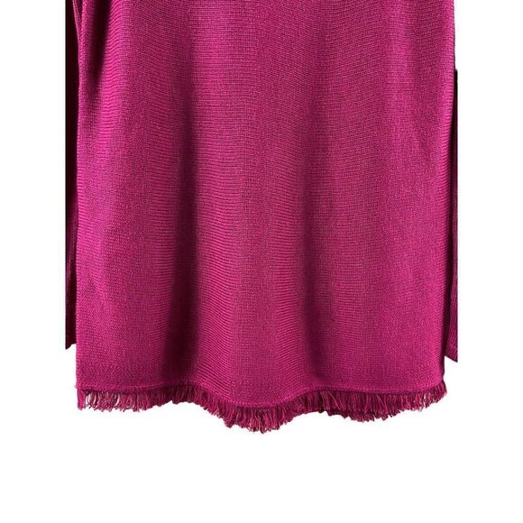 Chico's Touch of Cashmere Fringe Hem Pullover Sweater Size 1 Medium Magenta Pink - Picture 2 of 8